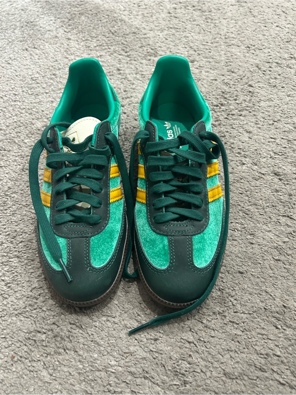 adidas Green Sneakers with Yellow Stripes